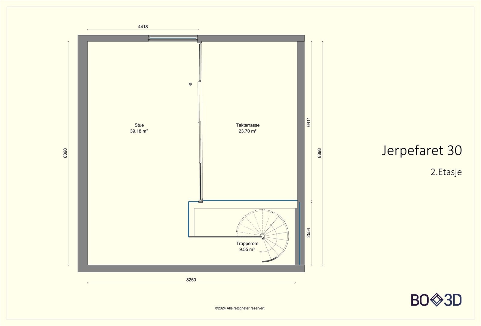 Øverste plan, BRA-i 44 m²: Vinterhage/loftstue med utgang takterrasse Galleribilde
