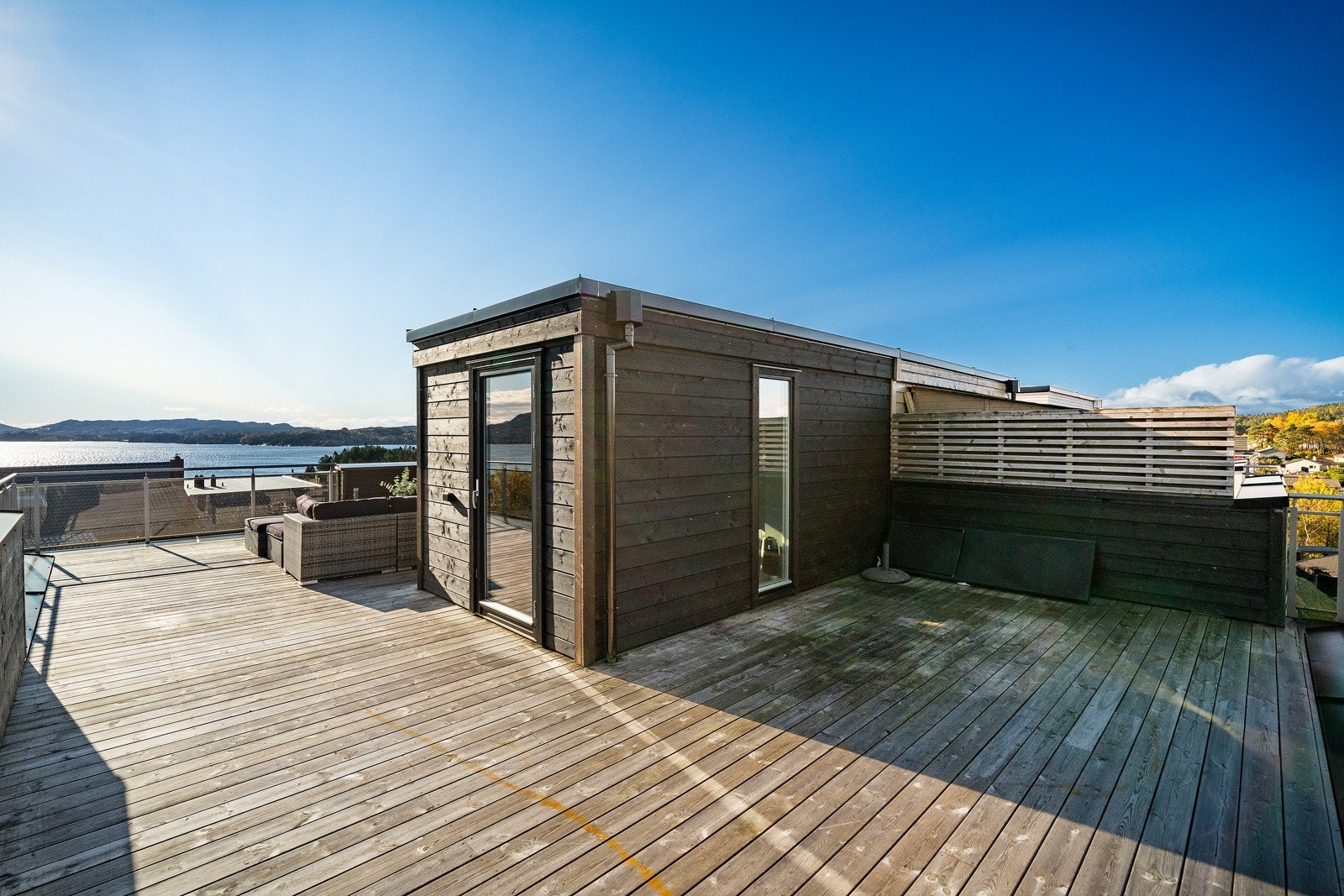 Velkommen til en svært romslig tak-terrasse på 62 kvm Galleribilde