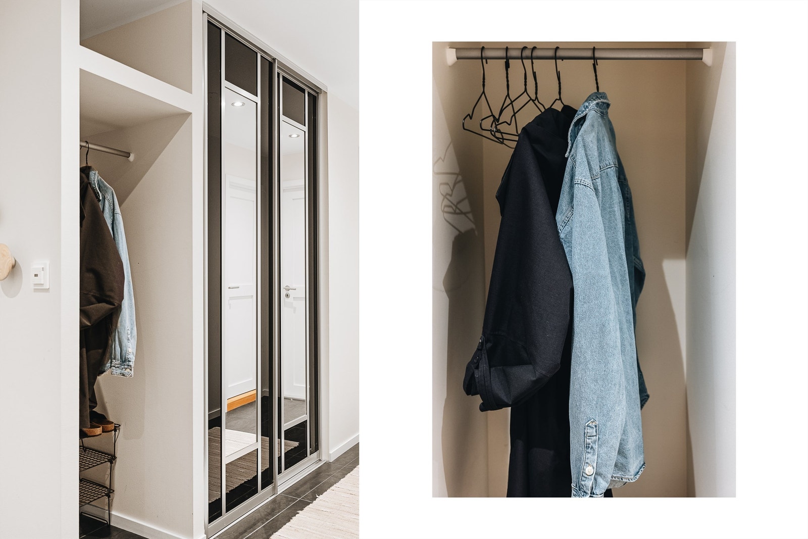 Praktisk skyvedør med speilfronter i gang Galleribilde