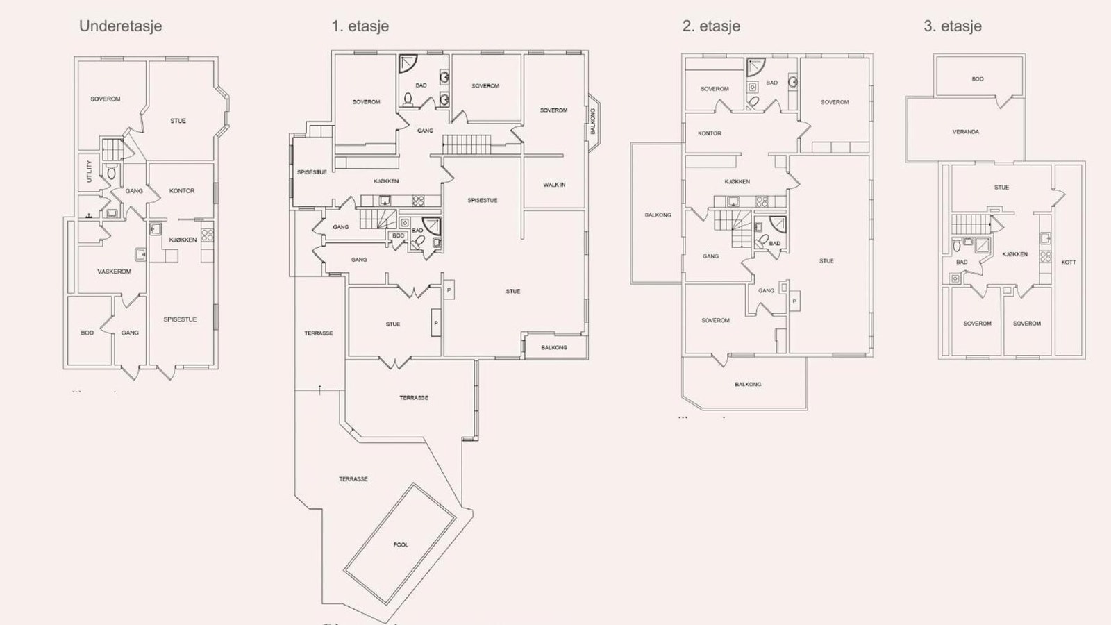 Plantegning alle etasjer Galleribilde