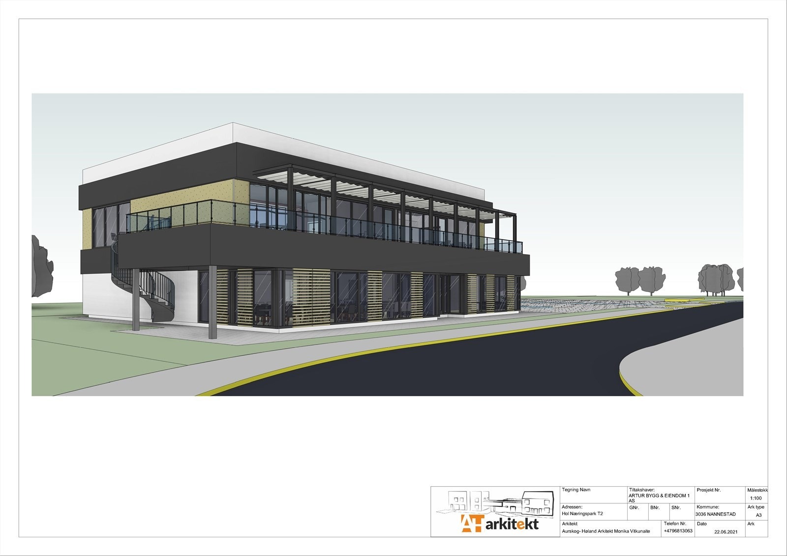 Nåværende eier har fått arkitekt til å tegne opp forslag til skisse for et potensielt selskapslokale. Bygg er ikke søkt hos kommunen. Galleribilde