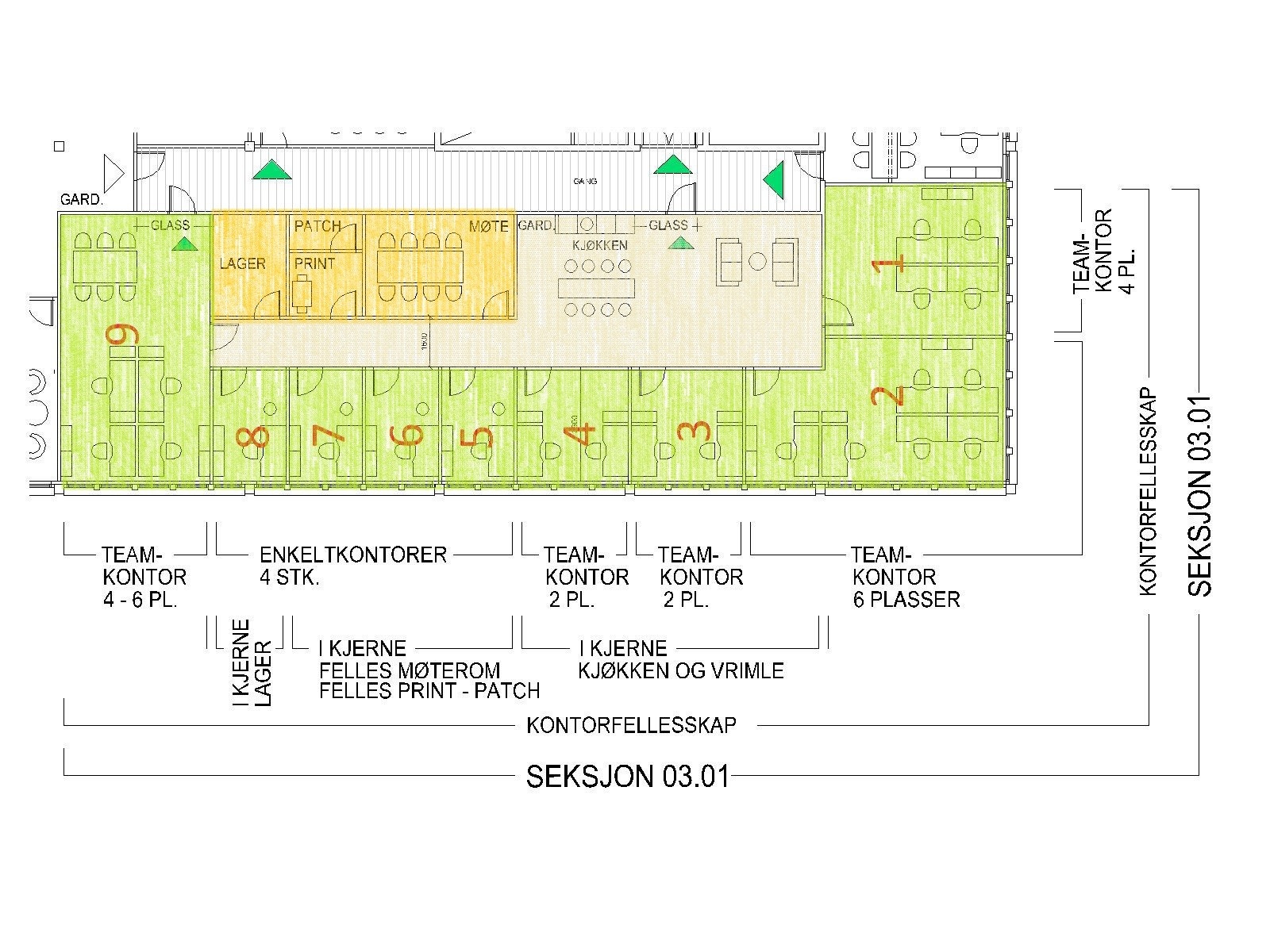 Planskisse kontorfellesskap Galleribilde
