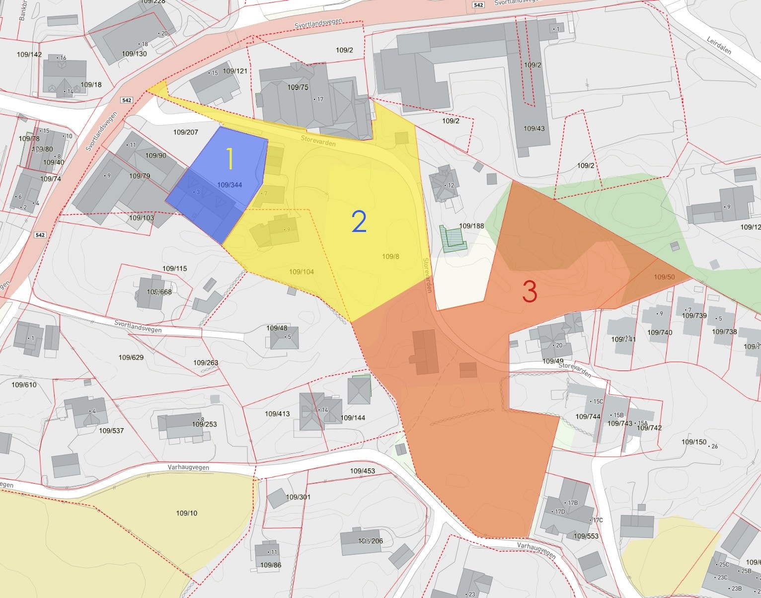 Kart viser tomteområder som selges (kart kan avvike fra oppmålt areal) Galleribilde
