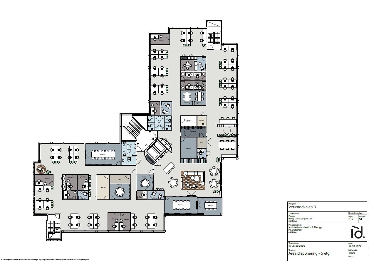 5. etasje - Møbleringsplan - 1.526 m² Galleribilde