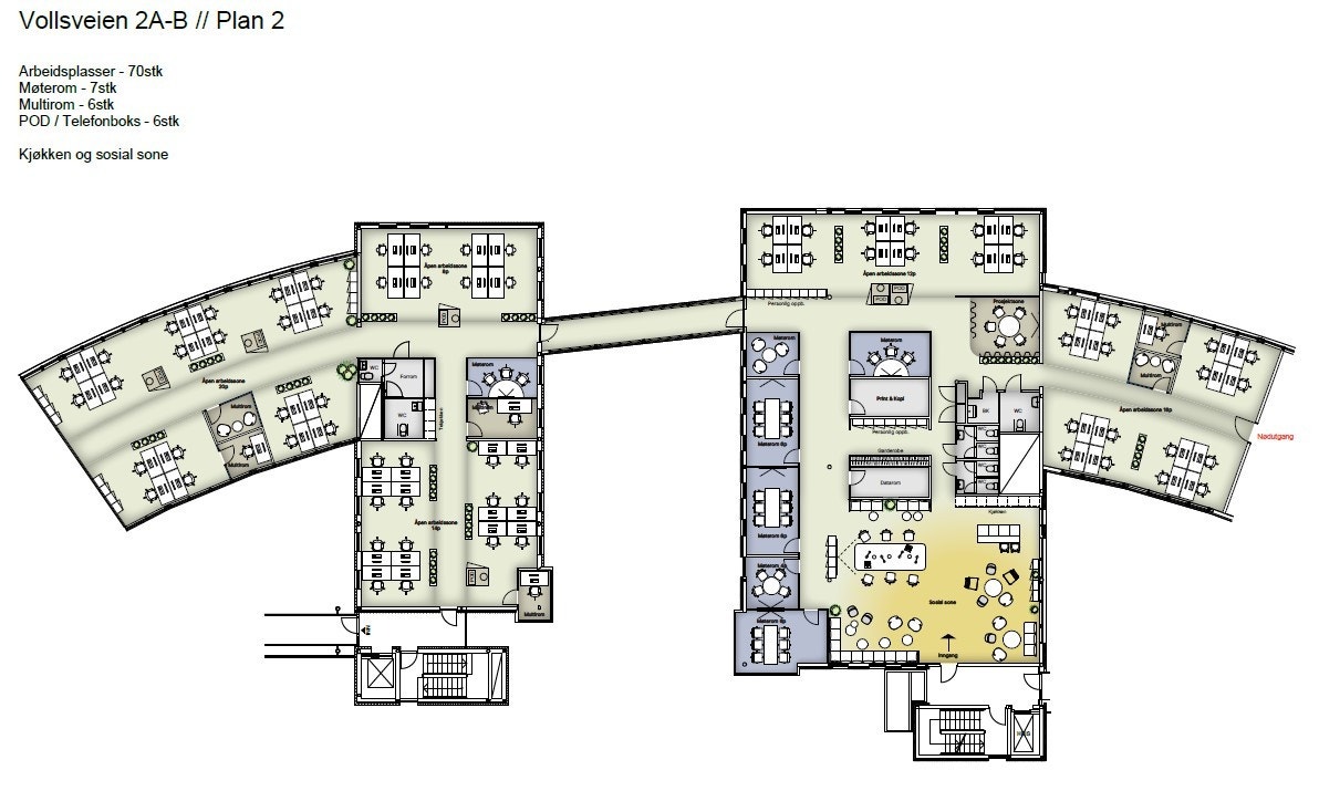 Møbleringsplan A - BTA 1.309 m² Galleribilde