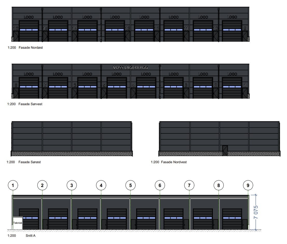 Fasade og snitt Galleribilde