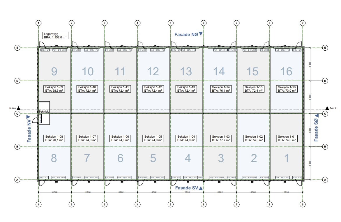 Plantegning viser de ulike seksjonene Galleribilde