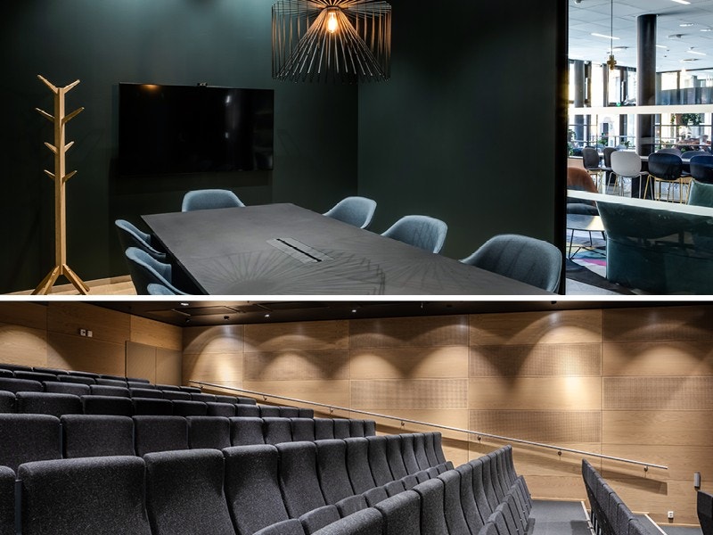 Leietakere i Sundkvartalet har tilgang til flere felles møterom og et stort velutstyrt auditorium i amfi Galleribilde