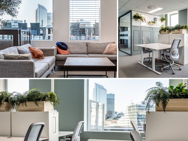 Eksempel på kontoroverflater og fargevalg. Bildet er eksempelbilder fra andre leietakere i eiendommen Galleribilde