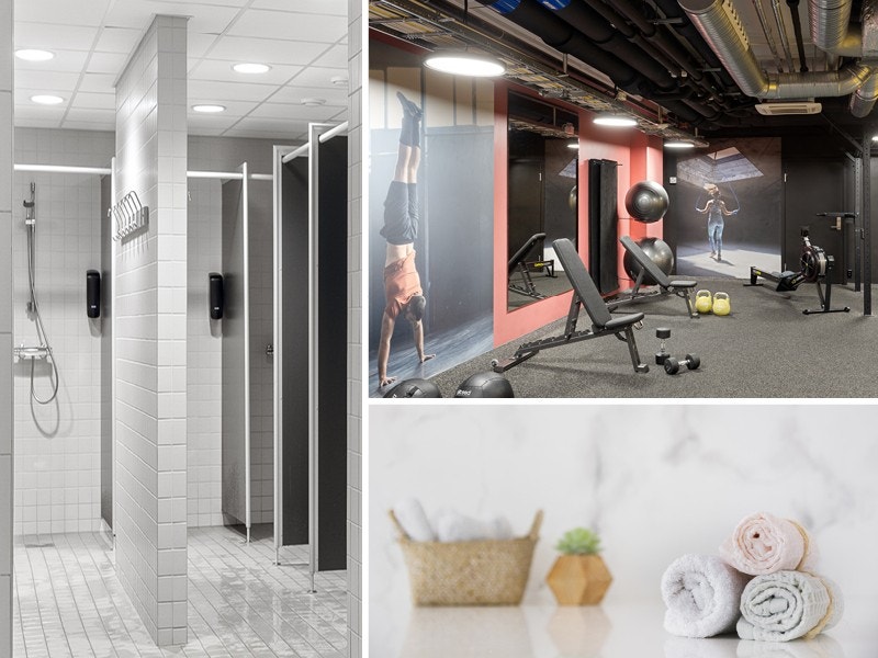 Felles treningsrom og garderobe med håndkleservice Galleribilde