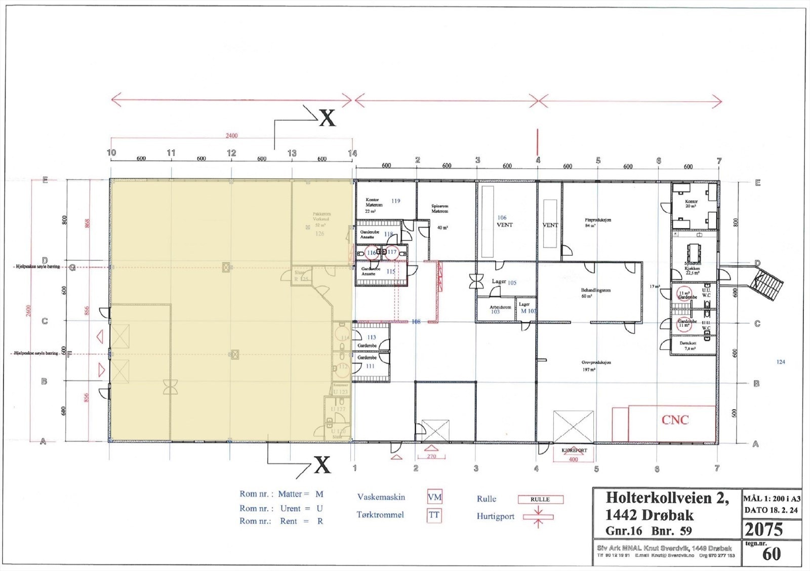 Plantegning over ledig areal. Stor fleksibilitet for leietaker. Galleribilde