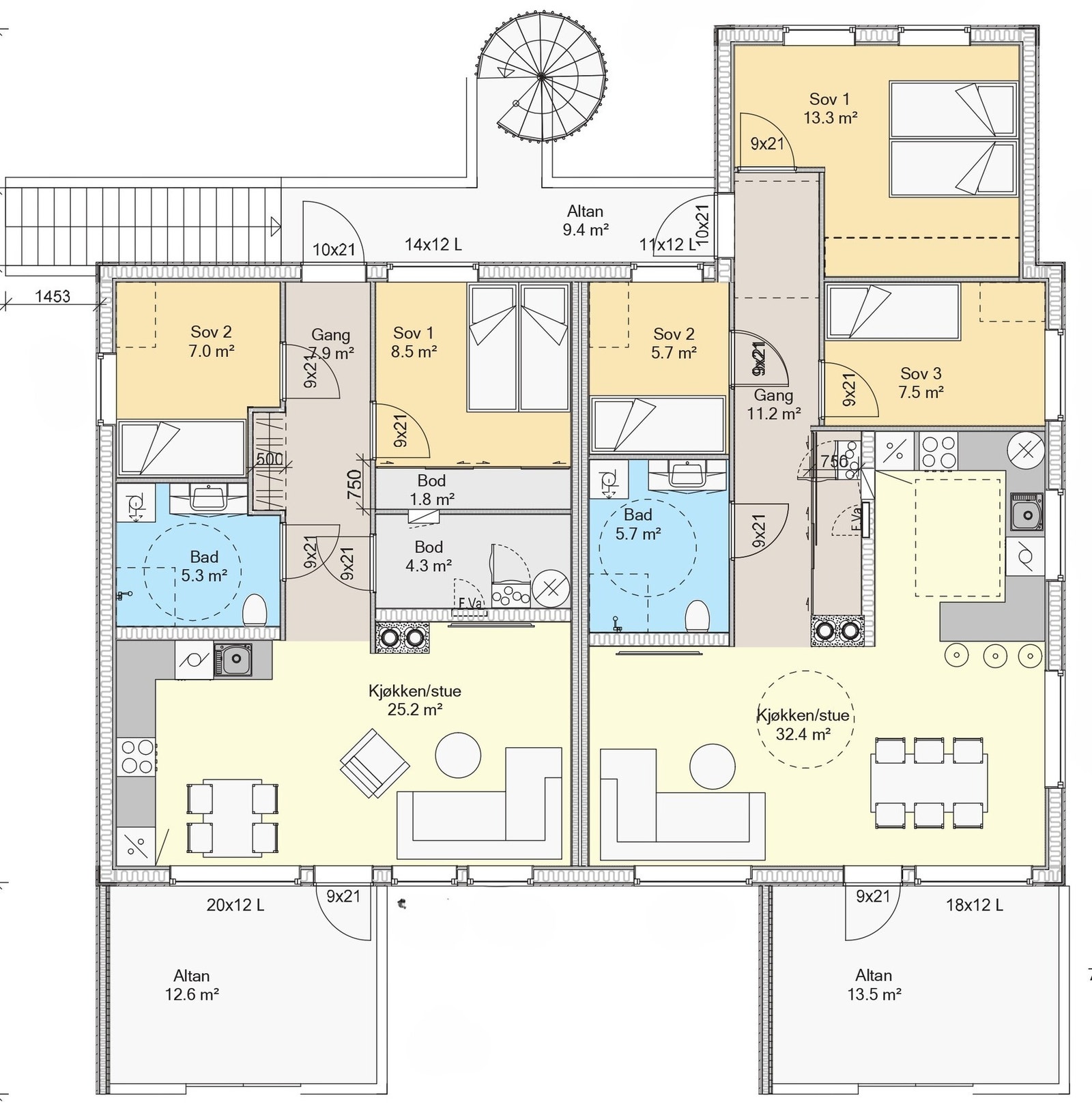 Planskisse 4-mannsbolig (Hus 1) Galleribilde