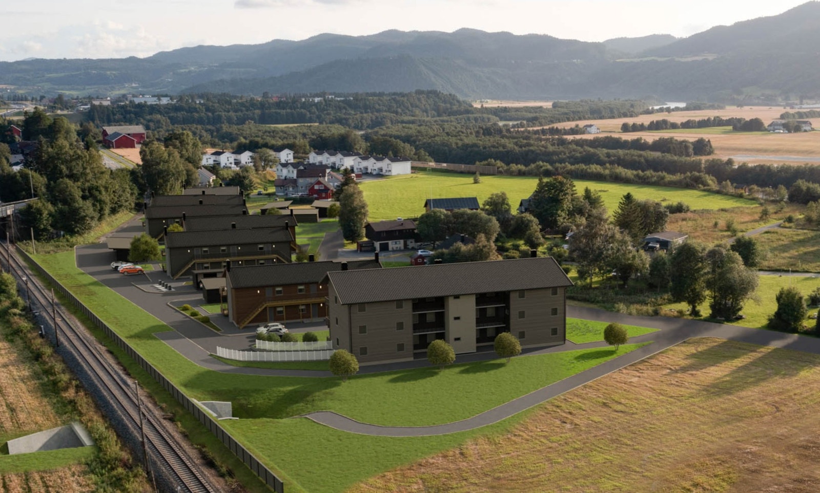 Her skal det bygges moderne leiligheter med høy standardleveranse i solrike og fredelige omgivelser. Galleribilde