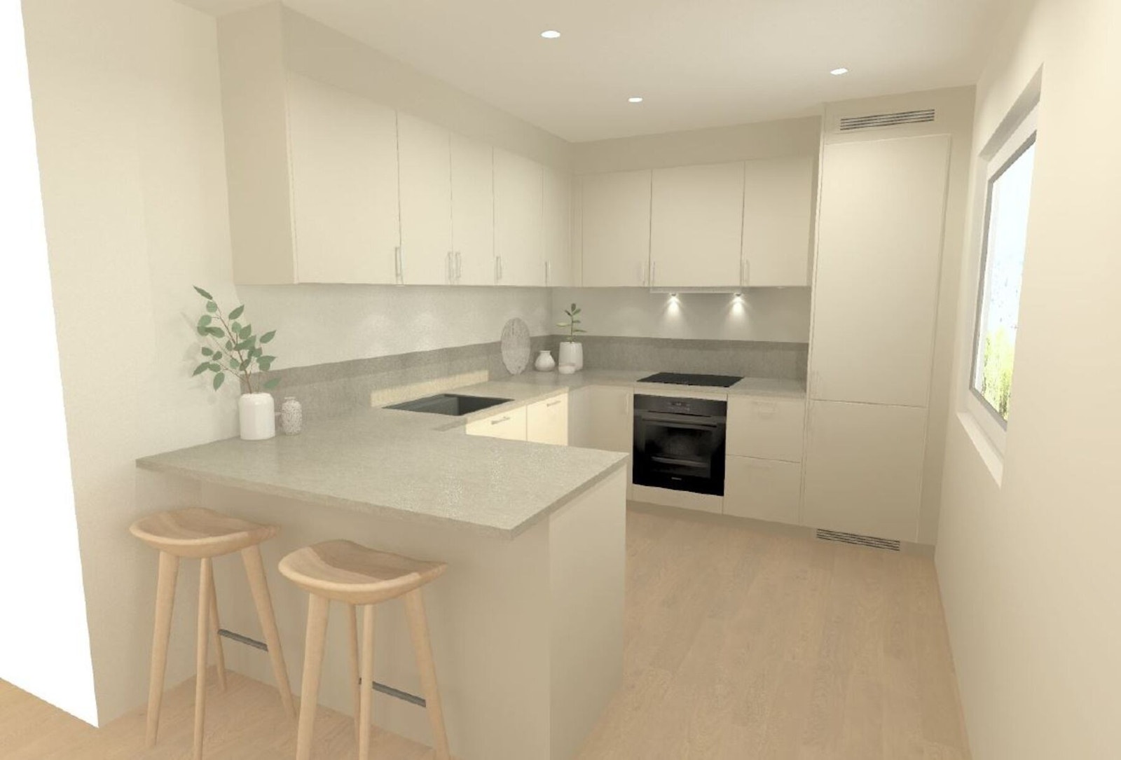 Kjøkkentegning for leilighetstype på 79 kvm Bra-i. Galleribilde