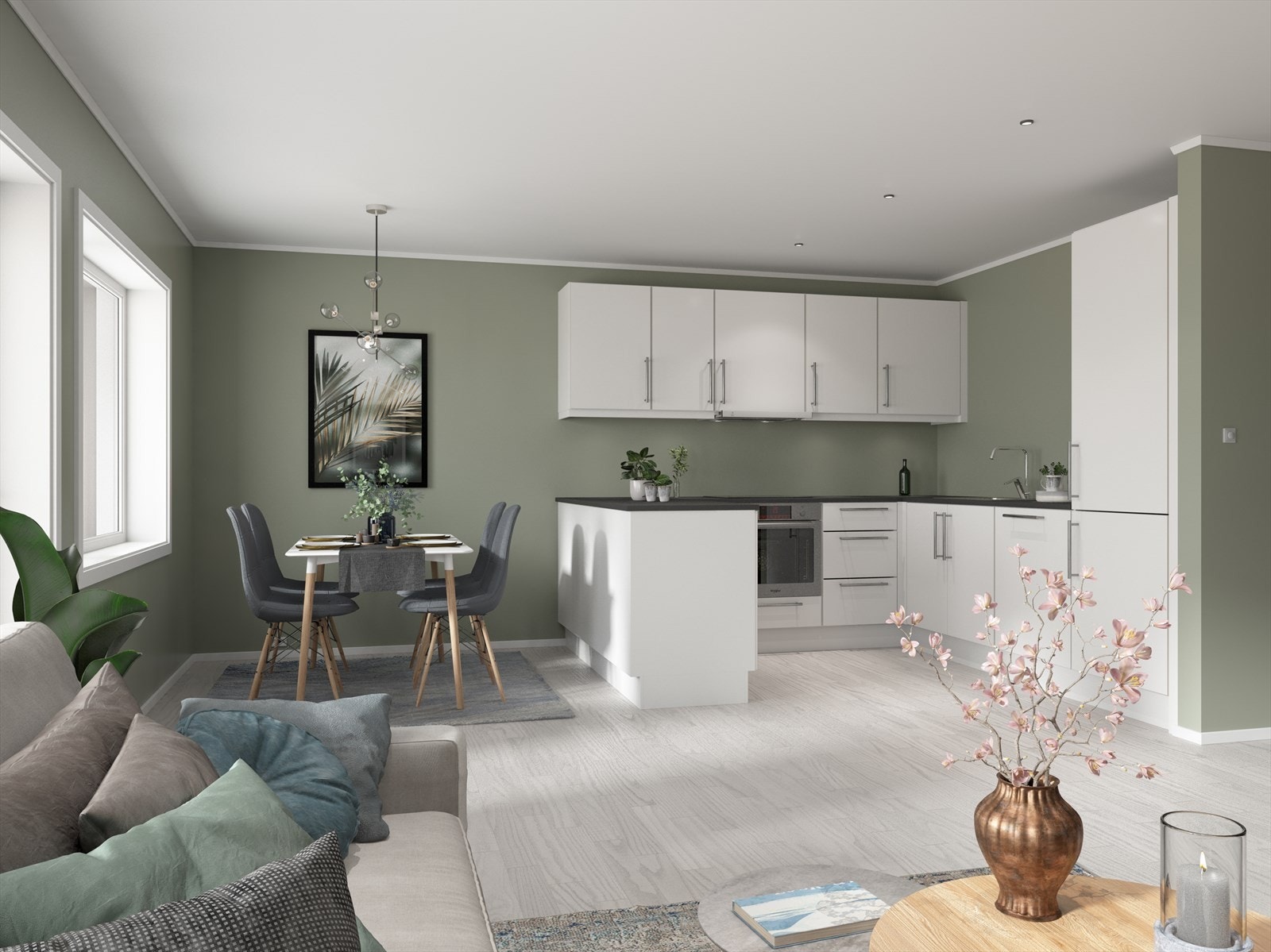 Leilighetene leveres med moderne standard og gode løsninger. Bildet er en illustrasjon og avvik vil forekomme. Galleribilde