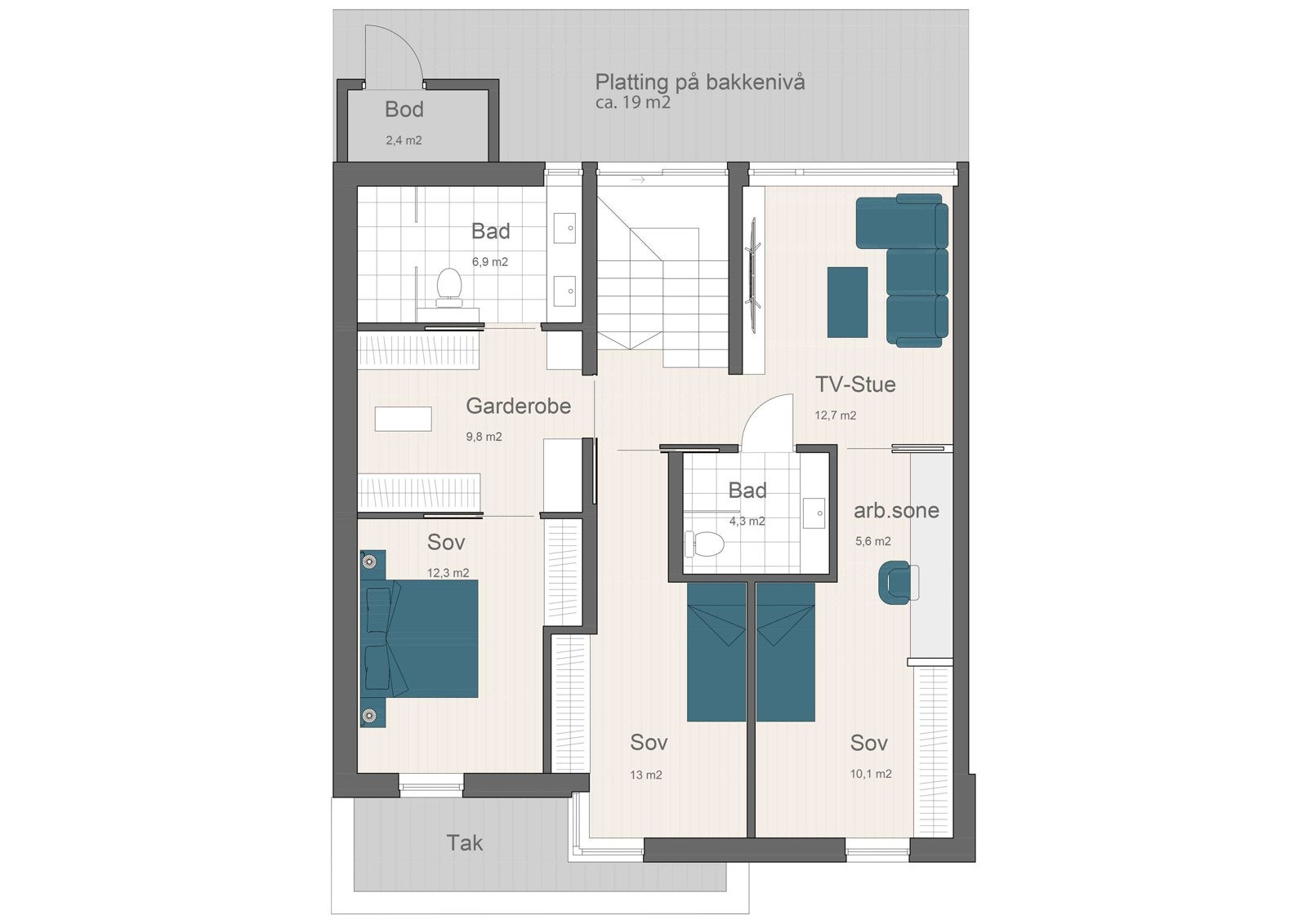 Salgstegning Plan 2 (alternativ løsning) Galleribilde