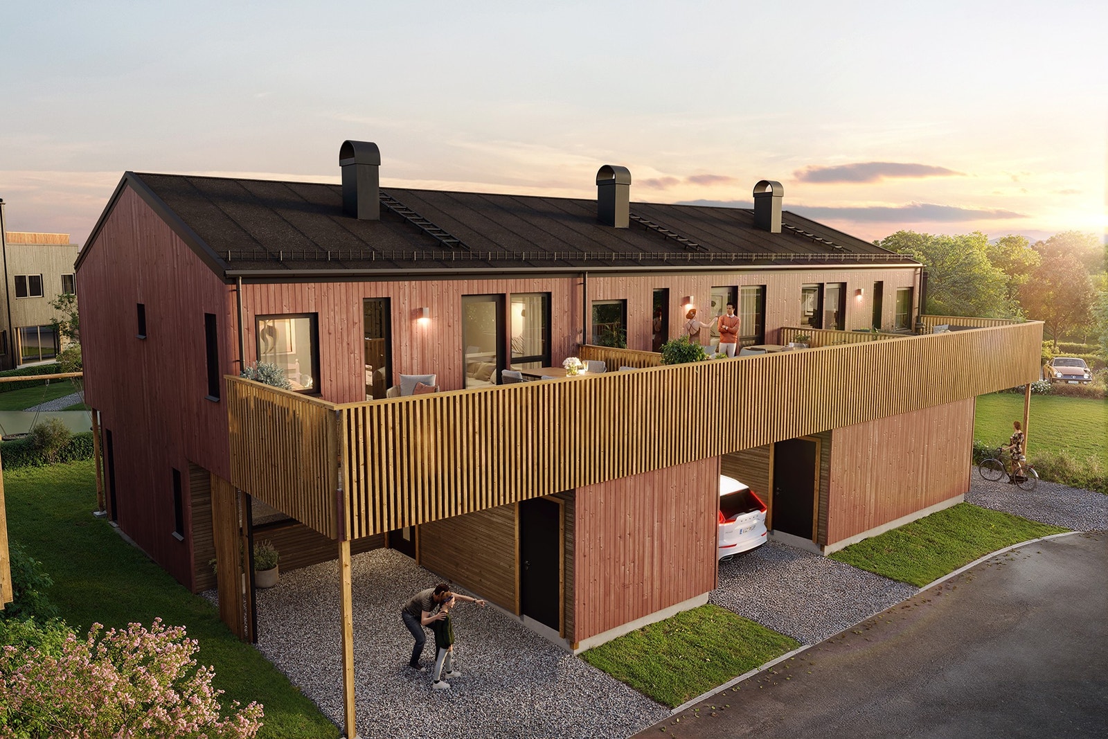 Fasade - Rekkehus F. (3D-Bilde er av illustrativ karakter. Avvik vil forekomme) Galleribilde