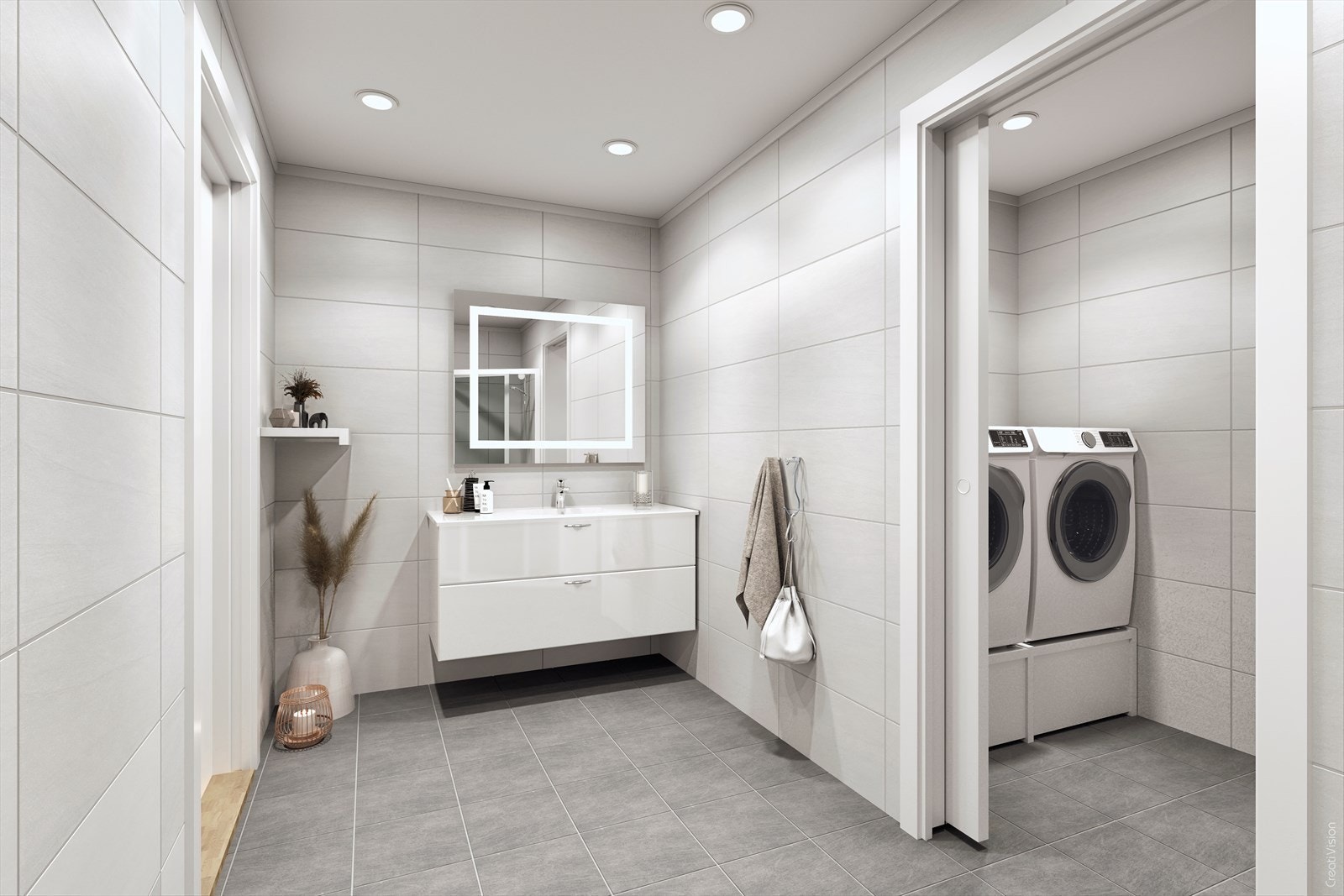 Planløysing og innreiing for snr. 1 og 2 er lik i 2. etasje. Ein kan også vere med på å sjølv bestemme materialval under byggjeprosessen Galleribilde