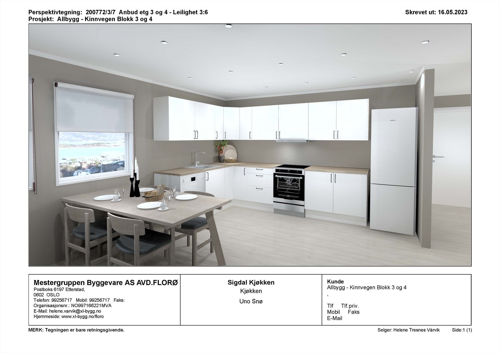 Perspektivteikning 3 etg leil type 4 Galleribilde