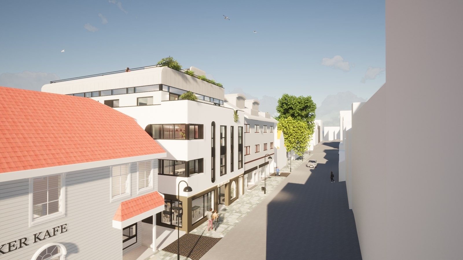 Leilighetene ligg fint til - med innglassa terrasse mot sør eller nord. Leiligheten i 4. etasje mot sør har stor terrasse. Galleribilde