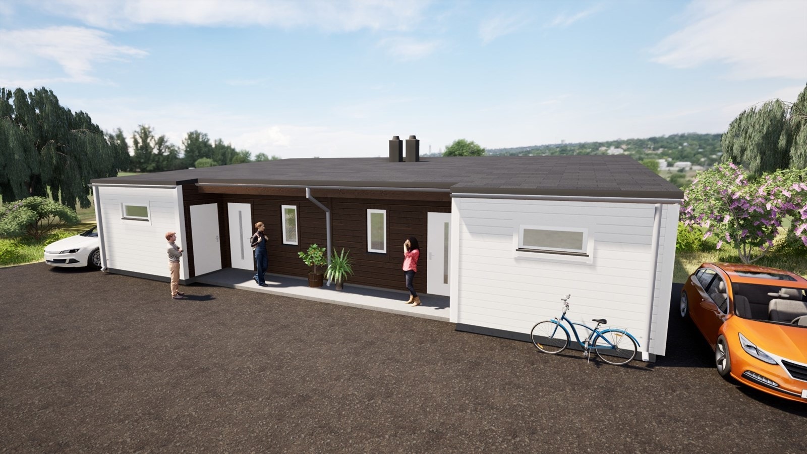 Boligene er oppført i en moderne stil med delikate farge- og materialvalg. Galleribilde