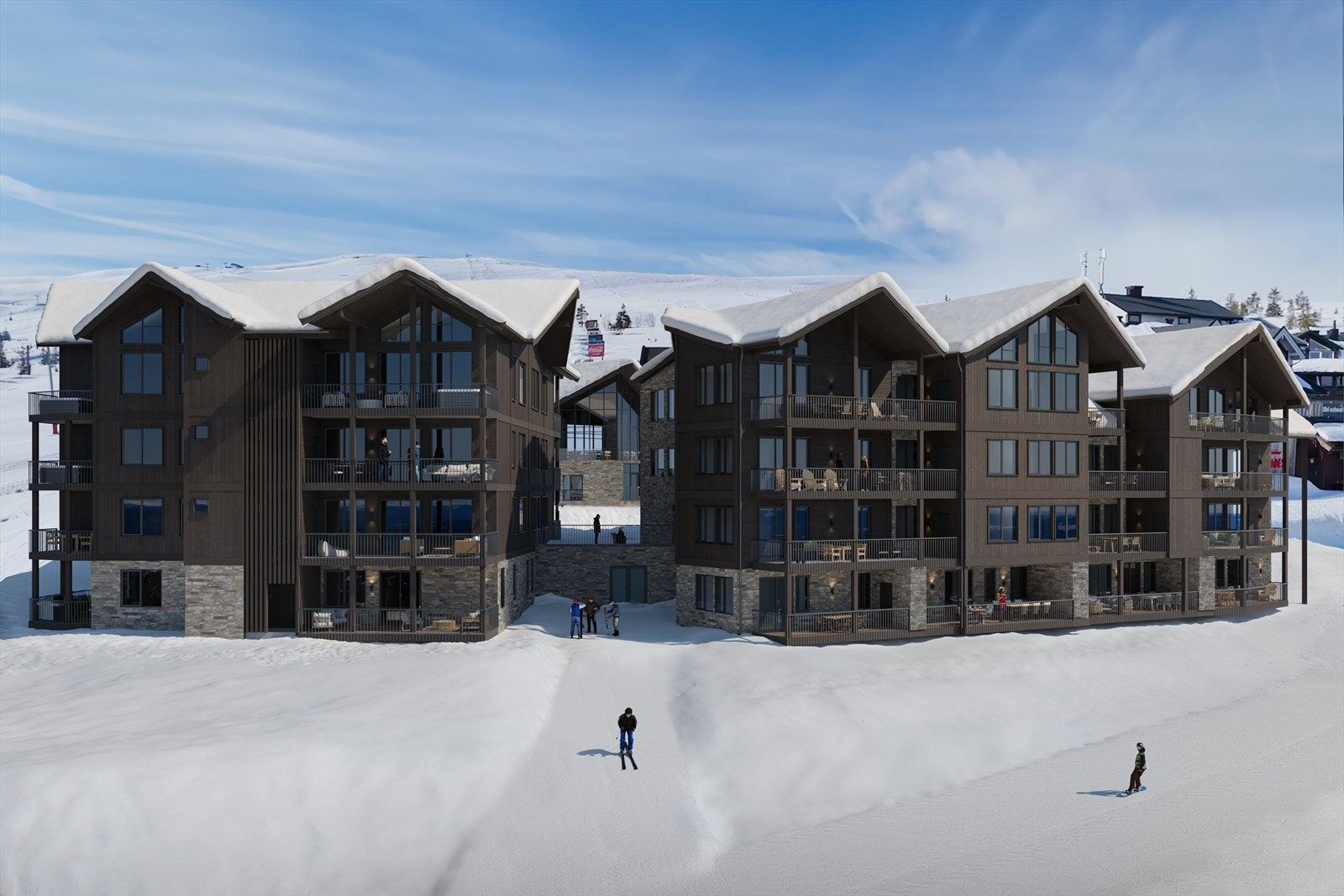 Du kan spenne på deg skiene eller brettet rett utenfor skirommet og skli rett ut i bakken. Enklere blir det ikke. Galleribilde