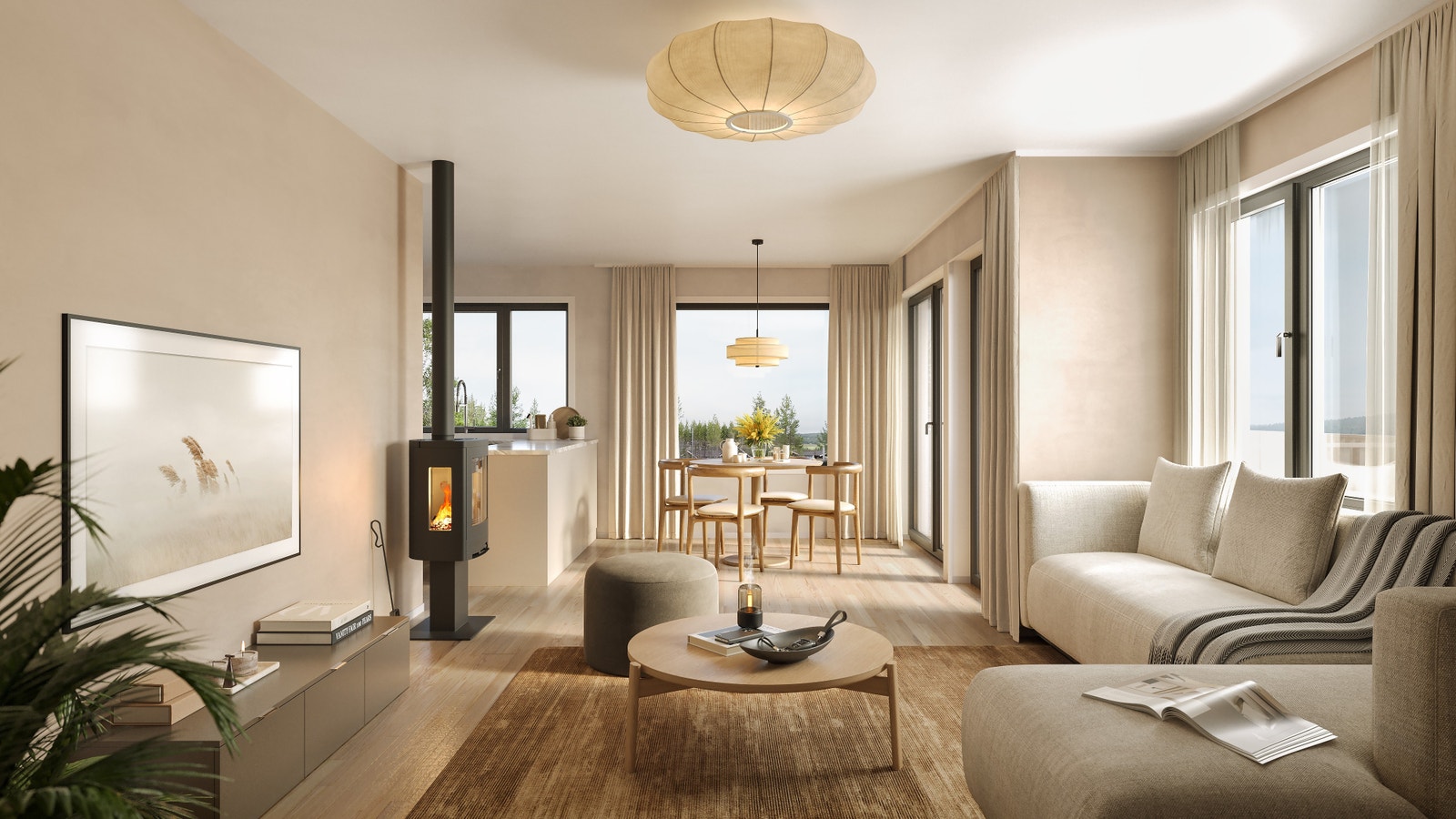 Oppgraderte overflater: slette vegger og tak, med listefritt i tak og rundt vinduer (Bilde er av illustrativ karakter og avviker fra vår standardleveranse) Galleribilde