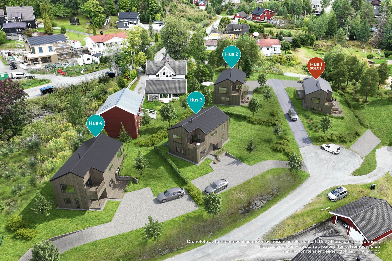 4 nye eneboliger i et rolig og vel etablert boligområde, med nærhet flotte turområder! Galleribilde