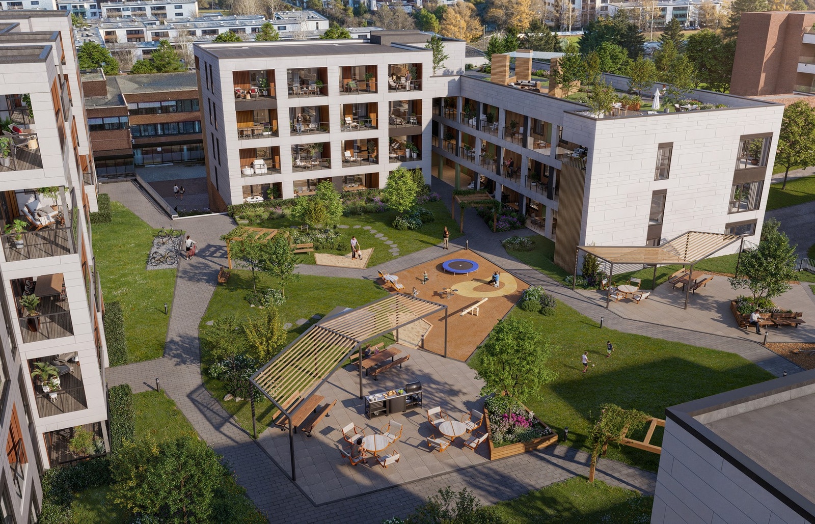 Endelig er neste byggetrinn på Saupstad Torg i markedet - Hus B og C bygges på toppen av det nye butikksenteret, og her vil du få alt du trenger i umiddelbar nærhet. Illustrasjon, avvik vil forekomme. Galleribilde