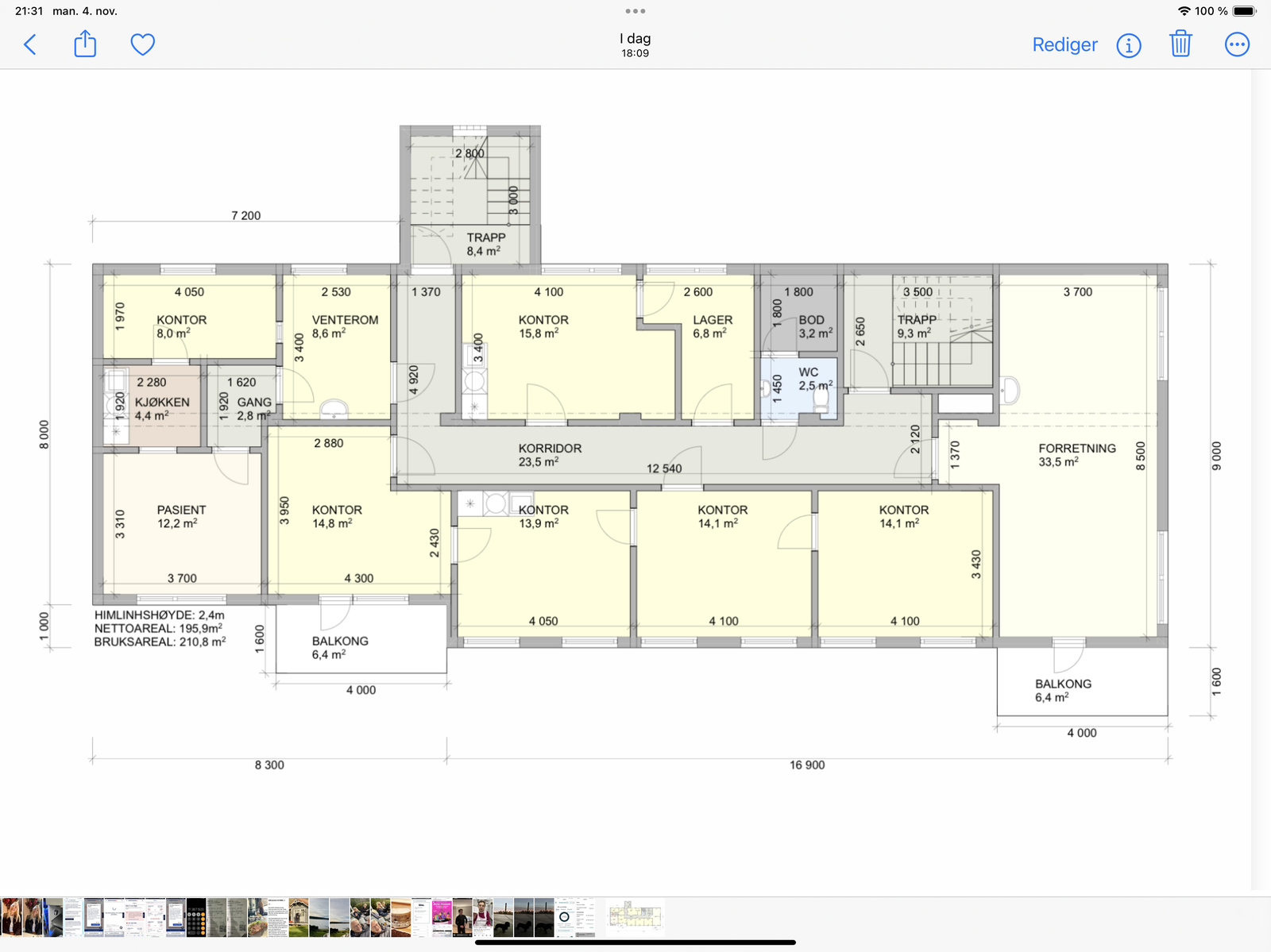 Planløsning av lokalene i 2. etasje Galleribilde