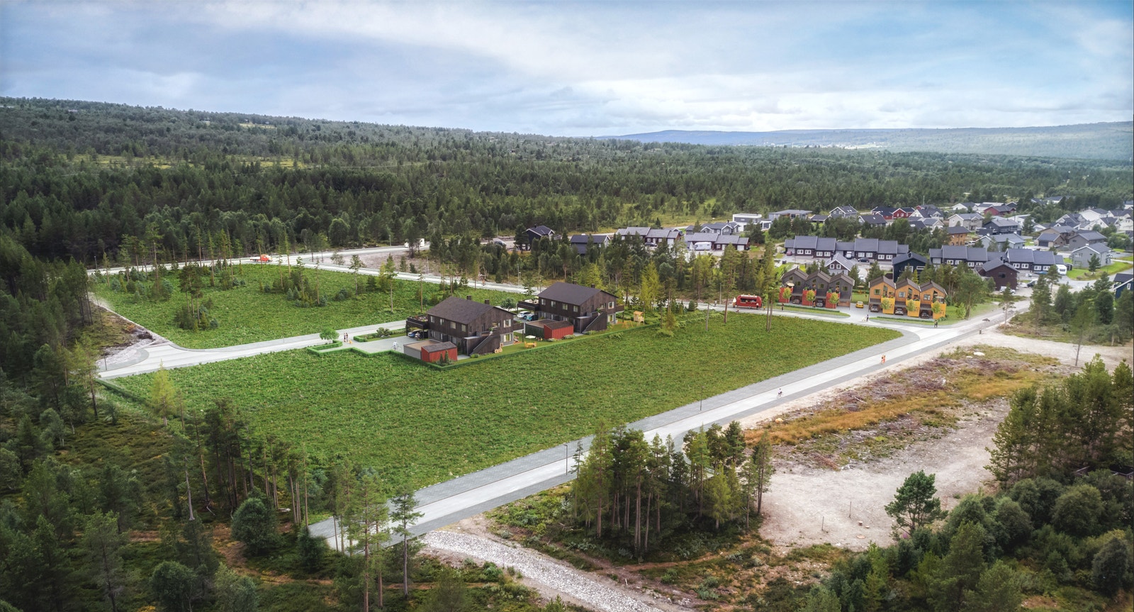 Illustrert plassering av leilighetsbyggene A og B på tomten i Bergproberarveien og i Gjøsvika. Galleribilde