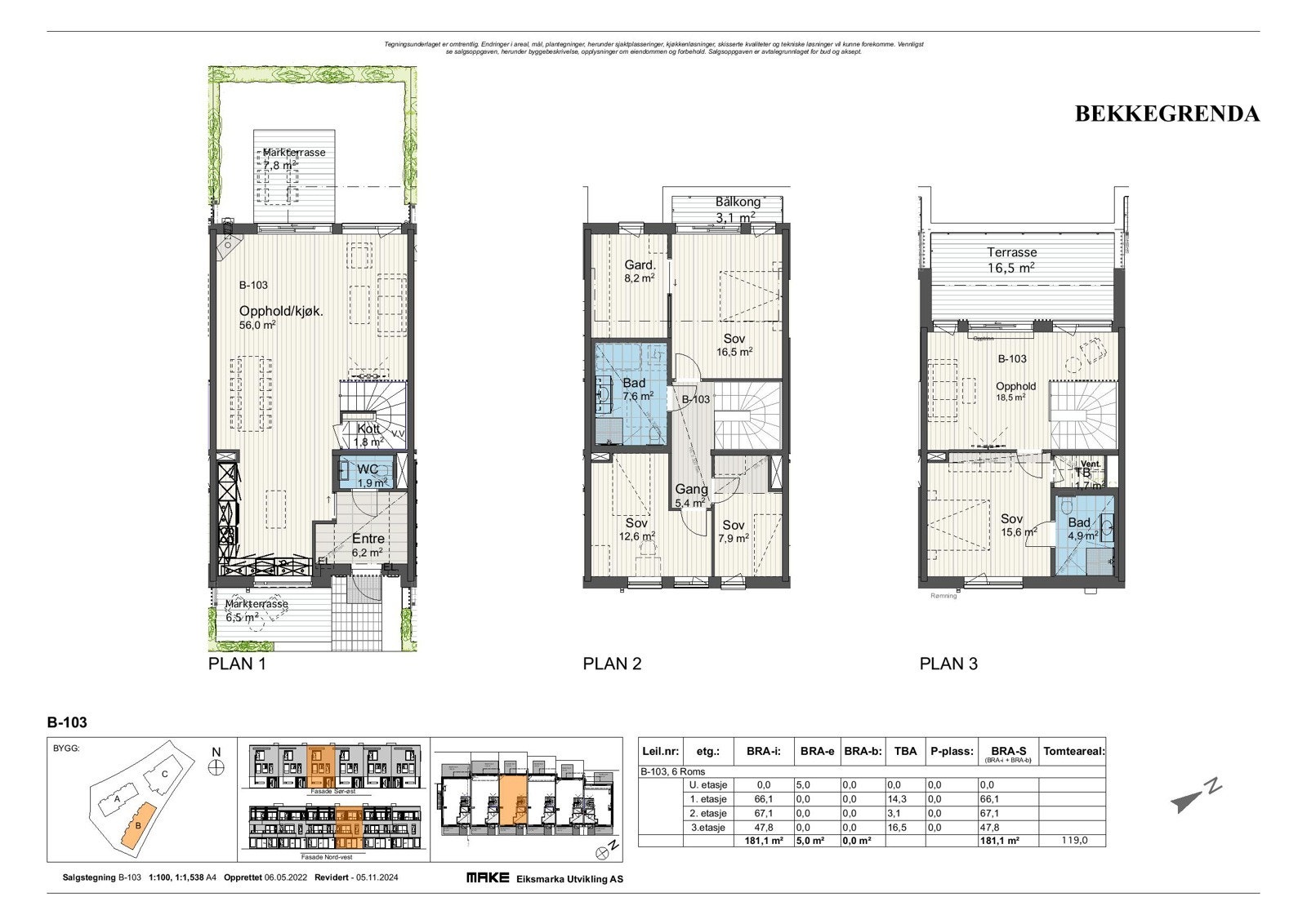 Plantegning B-103 Galleribilde