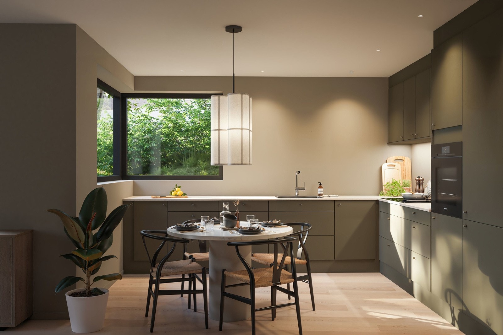 Ved en individuell planleggingstime med kjøkkenkonsulent kan kjøper selv designe sitt kjøkken - Illustrasjon er av illustrativ karakter og angir nødvendigvis ikke korrekt gjengivelse av elementer i boligene. Galleribilde