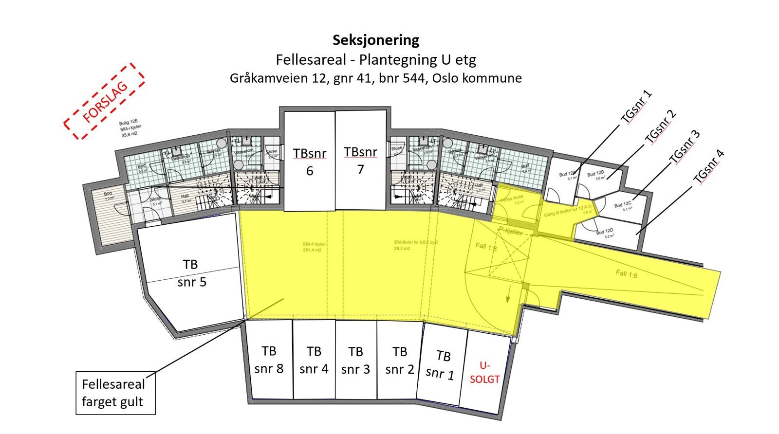 Seksjoneringsforslag garasje Galleribilde