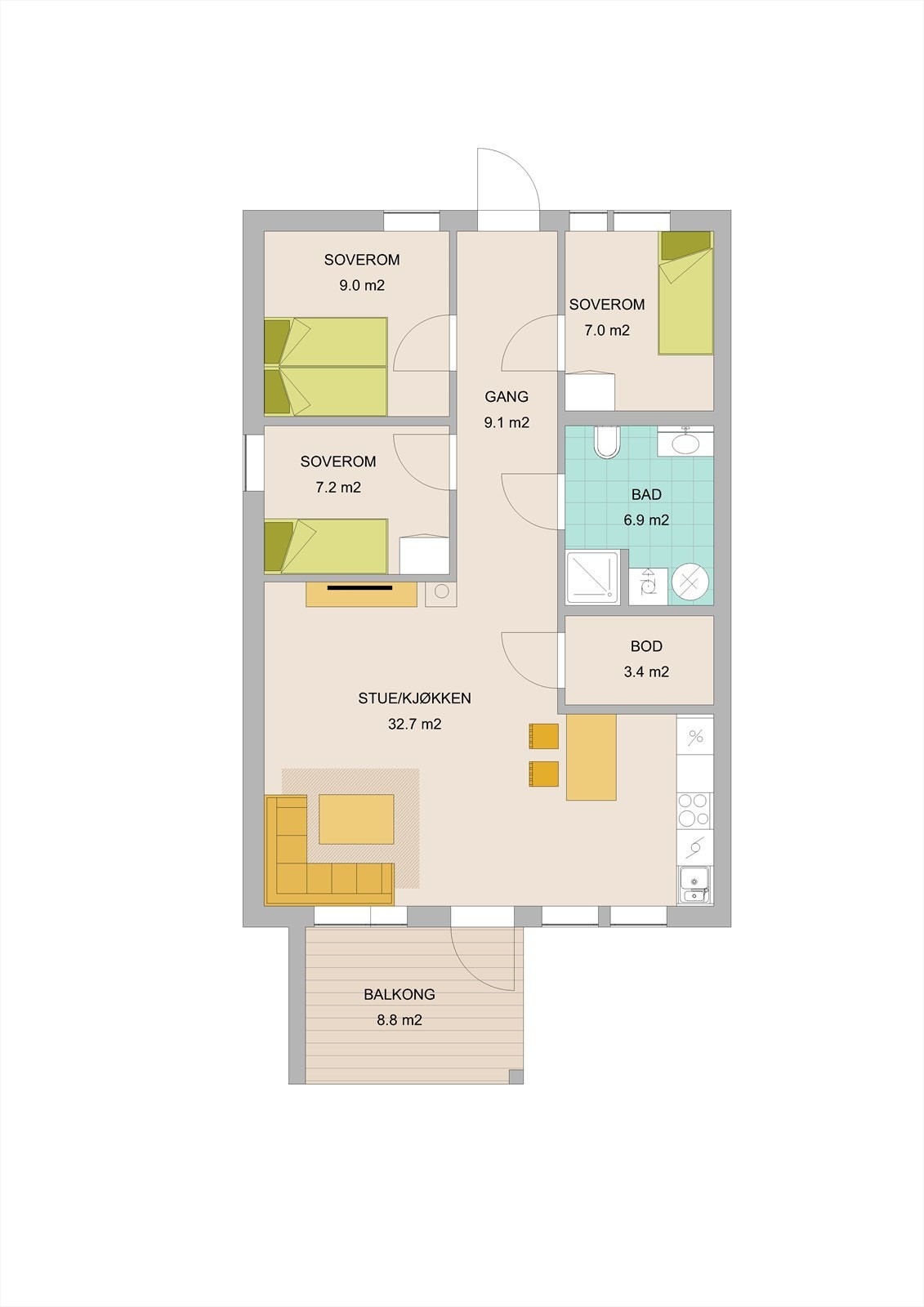 Plantegning leilighet 102 Galleribilde