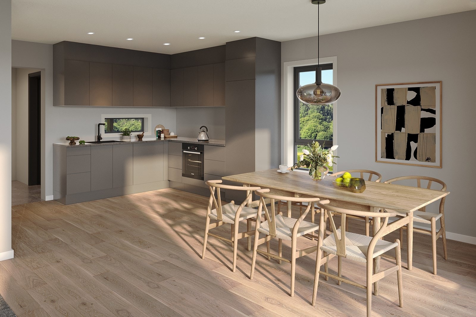 Kjøkken med integrerte hvitevarer. Bildet er kun ment som en illustrasjon og avvik fra standard kan forekomme. Galleribilde