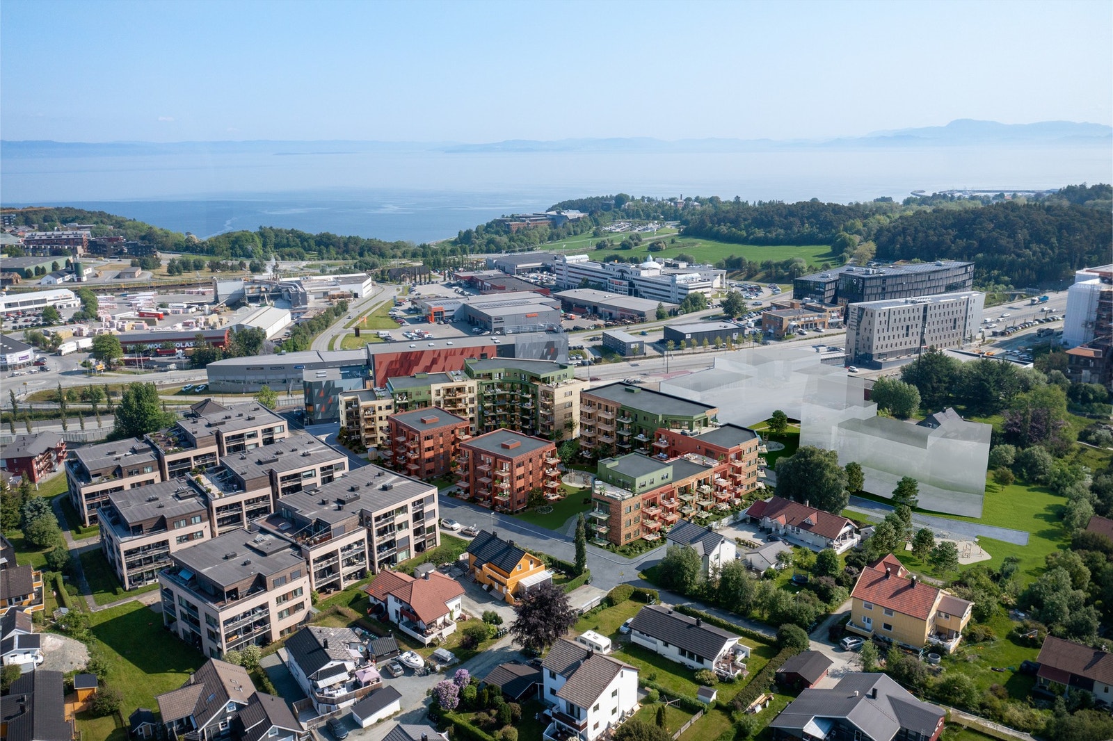 Det skjer mye i området og det er stort fokus på utvikling av den nye pulserende bydelen på Leangen! Illustrasjon, avvik vil forekomme. Galleribilde