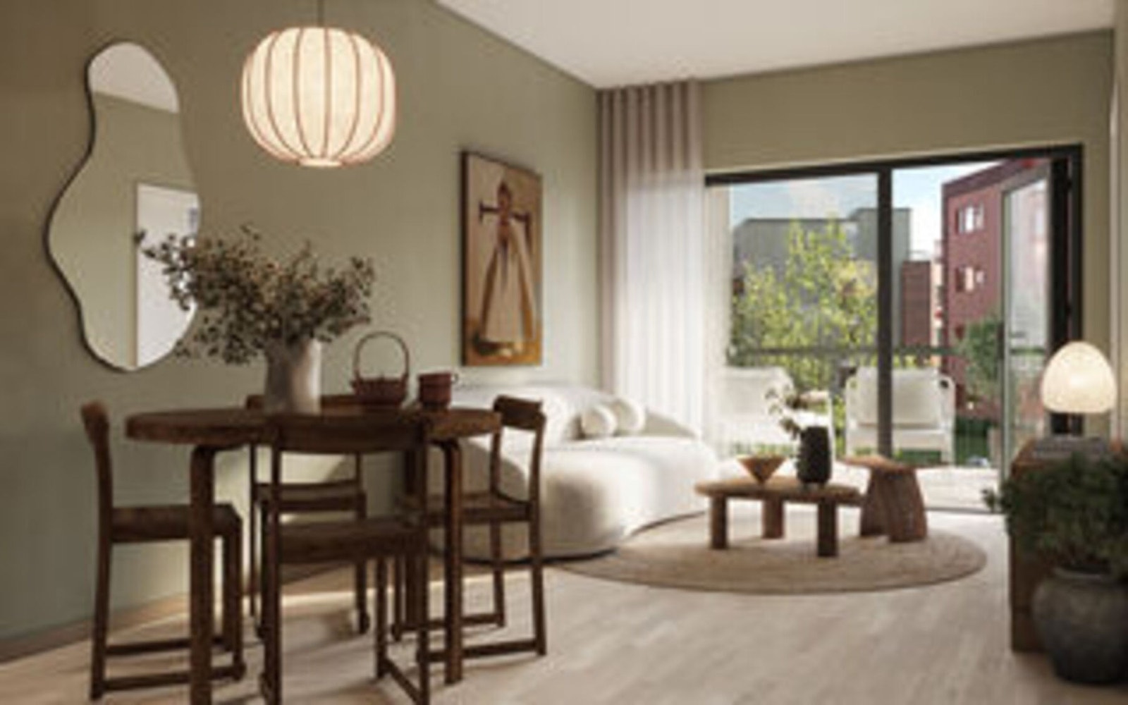 fra stua har
leiligheten en praktisk skyvedør ut mot vestvendt balkong. Illustrasjon, avvik vil forekomme. Galleribilde