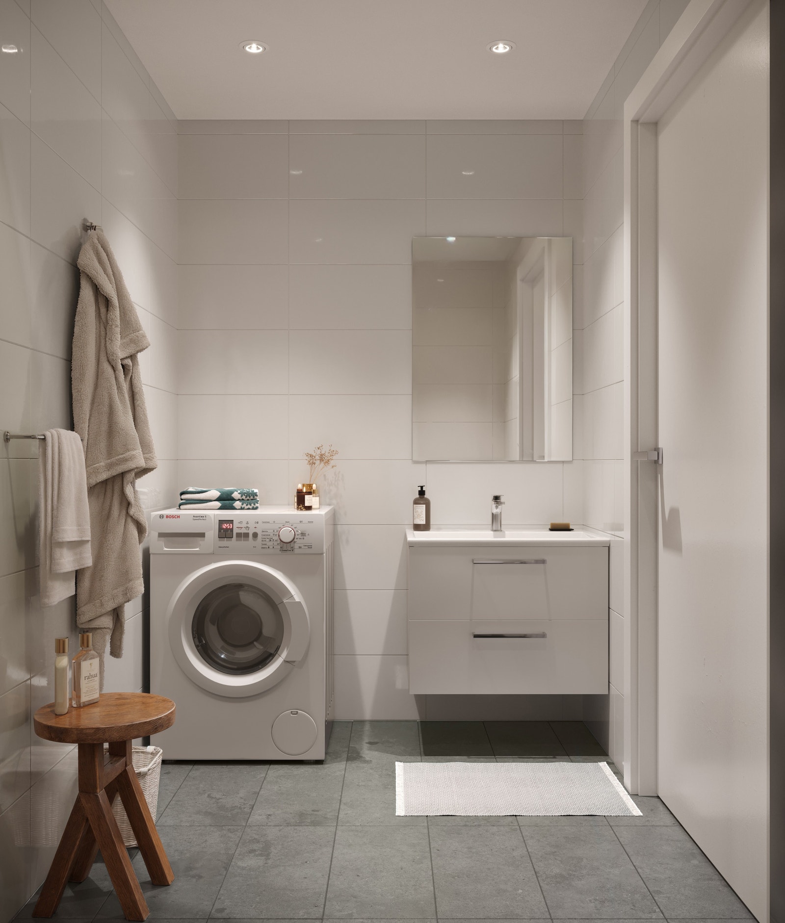 Illustrasjon av badet i leilighetene. Galleribilde