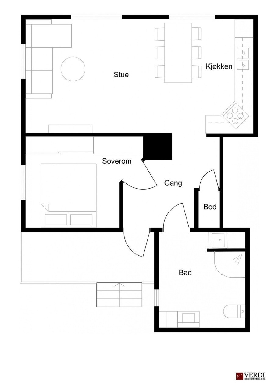 Planløsning tegnet av Verdi Eiendomsmegling Galleribilde