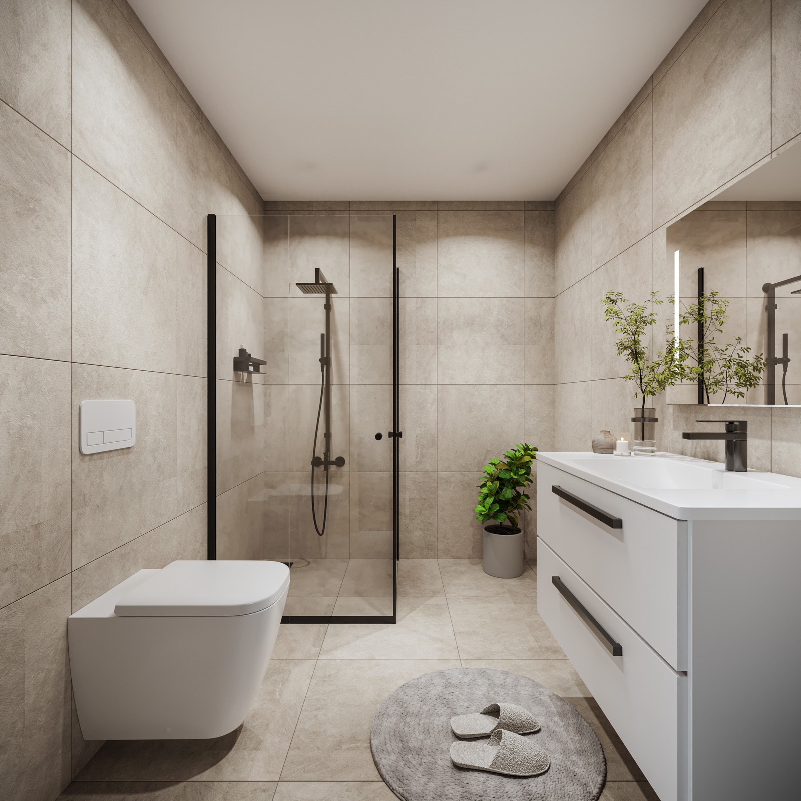 Lekkert bad med 60x60 fliser Galleribilde