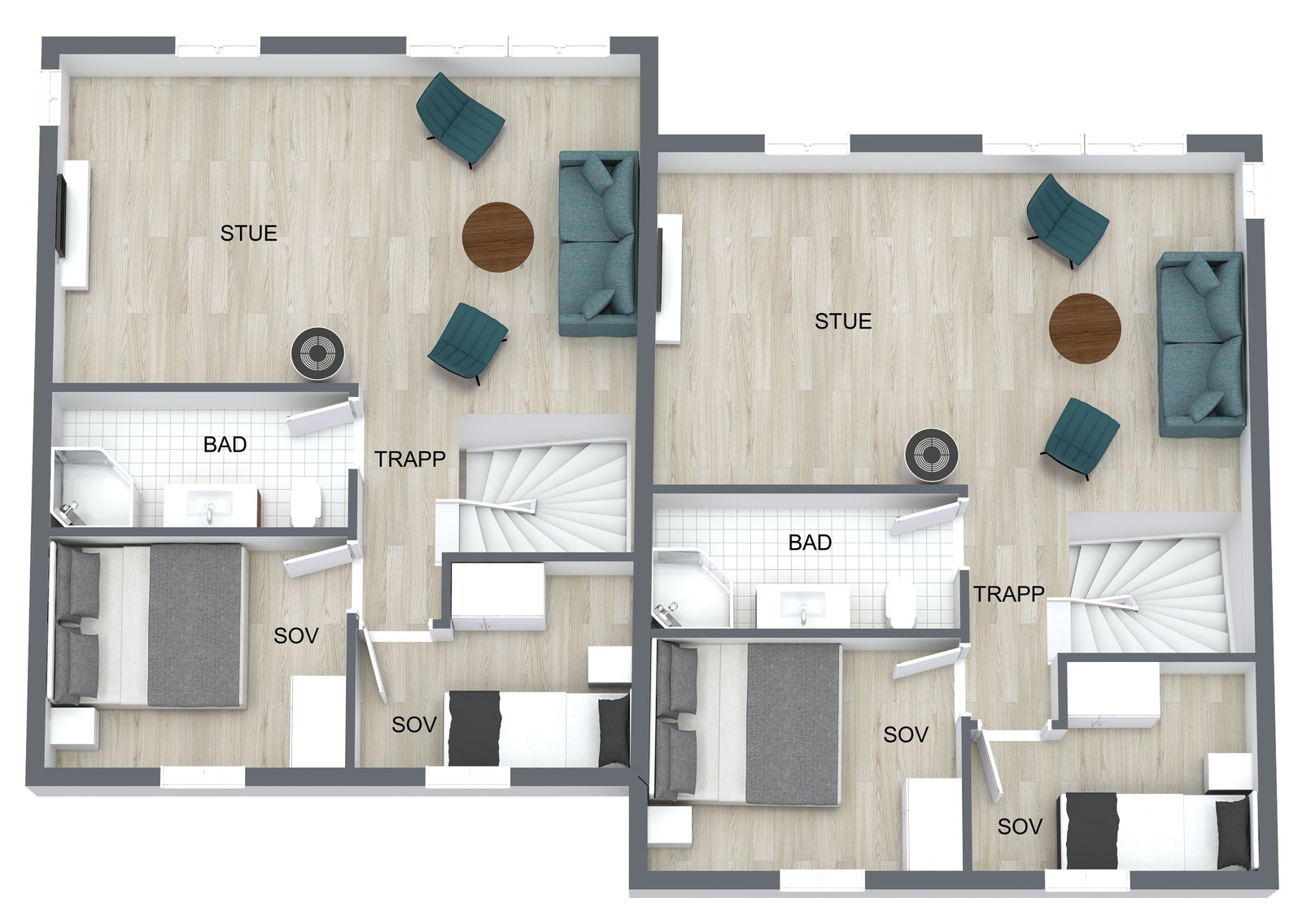 Planløsning 2.etg. tomannsbolig Galleribilde