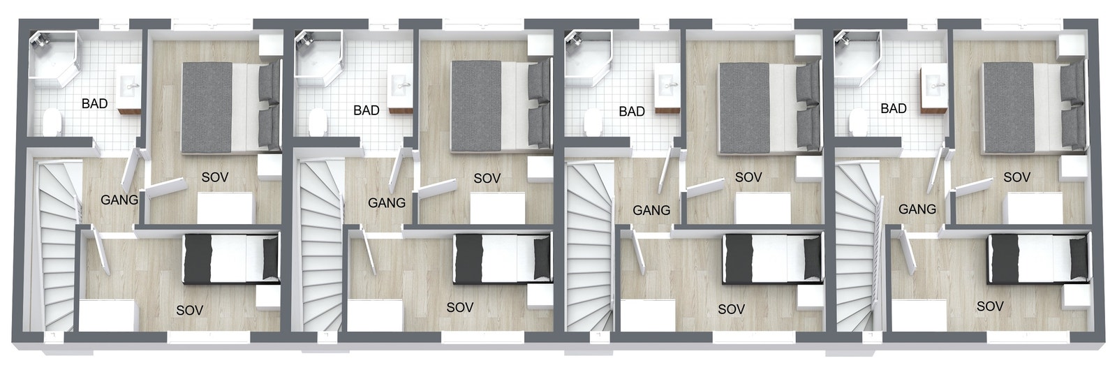 Planløsning 2.etg. rekkehus Galleribilde