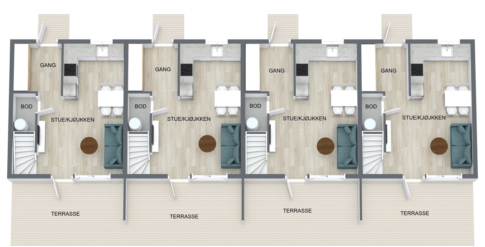 Planløsning 1.etg. rekkehus Galleribilde