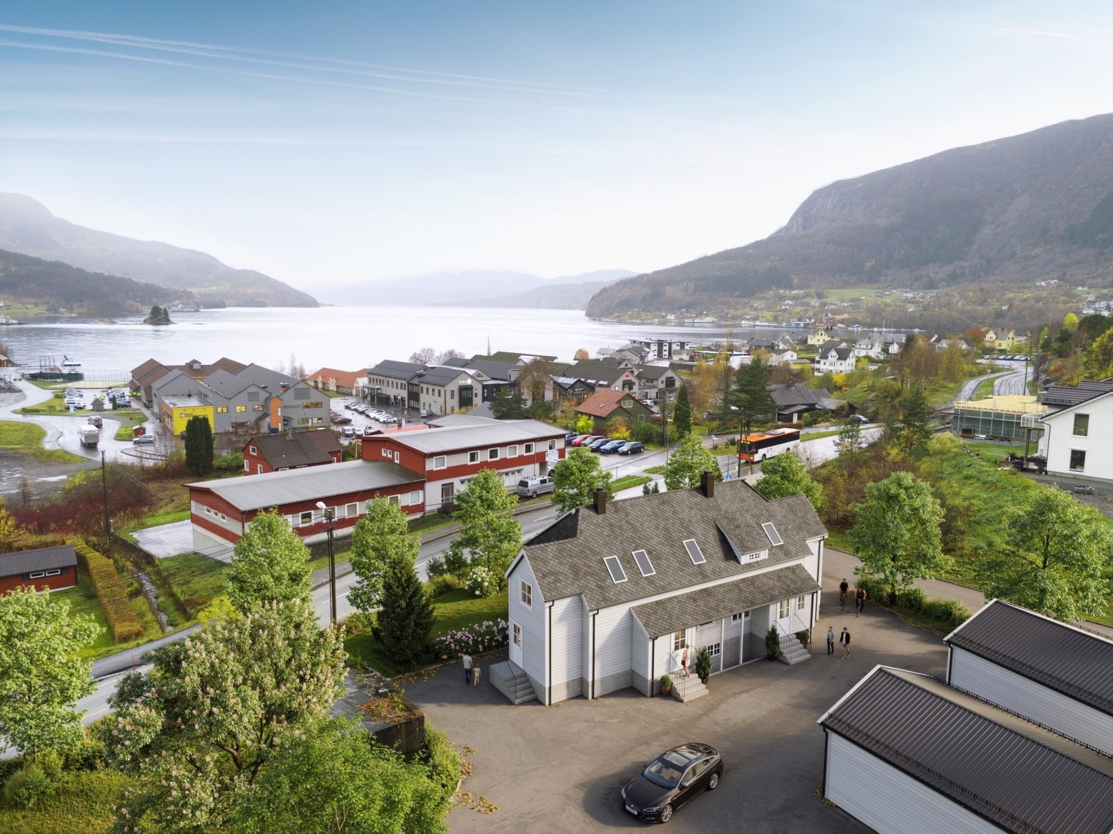 Eiendommen har flott beliggenhet på en av de mest sentrale tomtene i hele Eikelandsosen. Dette er en illustrasjon - Avvik vil fremkomme. Galleribilde