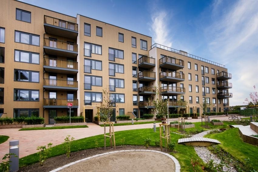 Fasade av Bygg B og C. Bildet er hentet fra en lik leilighet i etasjen under. Galleribilde