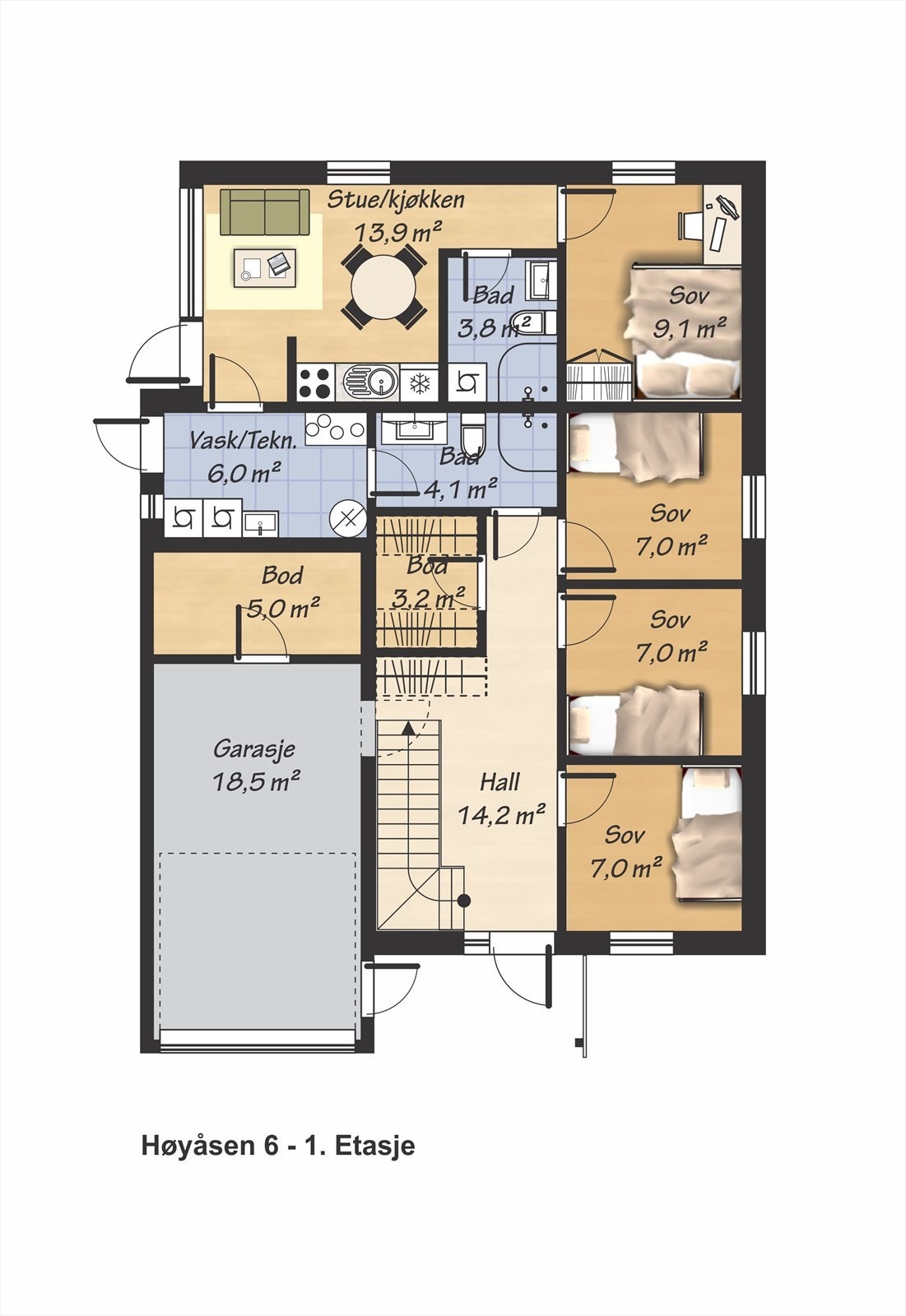 Plantegning 1. etg. Galleribilde