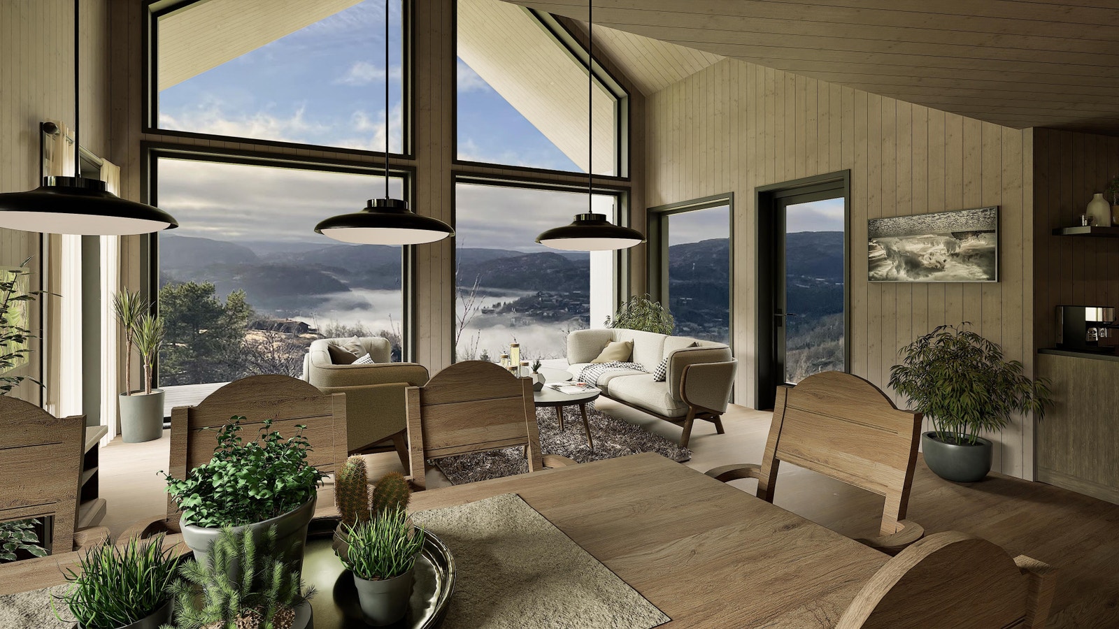 Stue 1 etg. Utsikt mot Ålsheia Skisenter Galleribilde