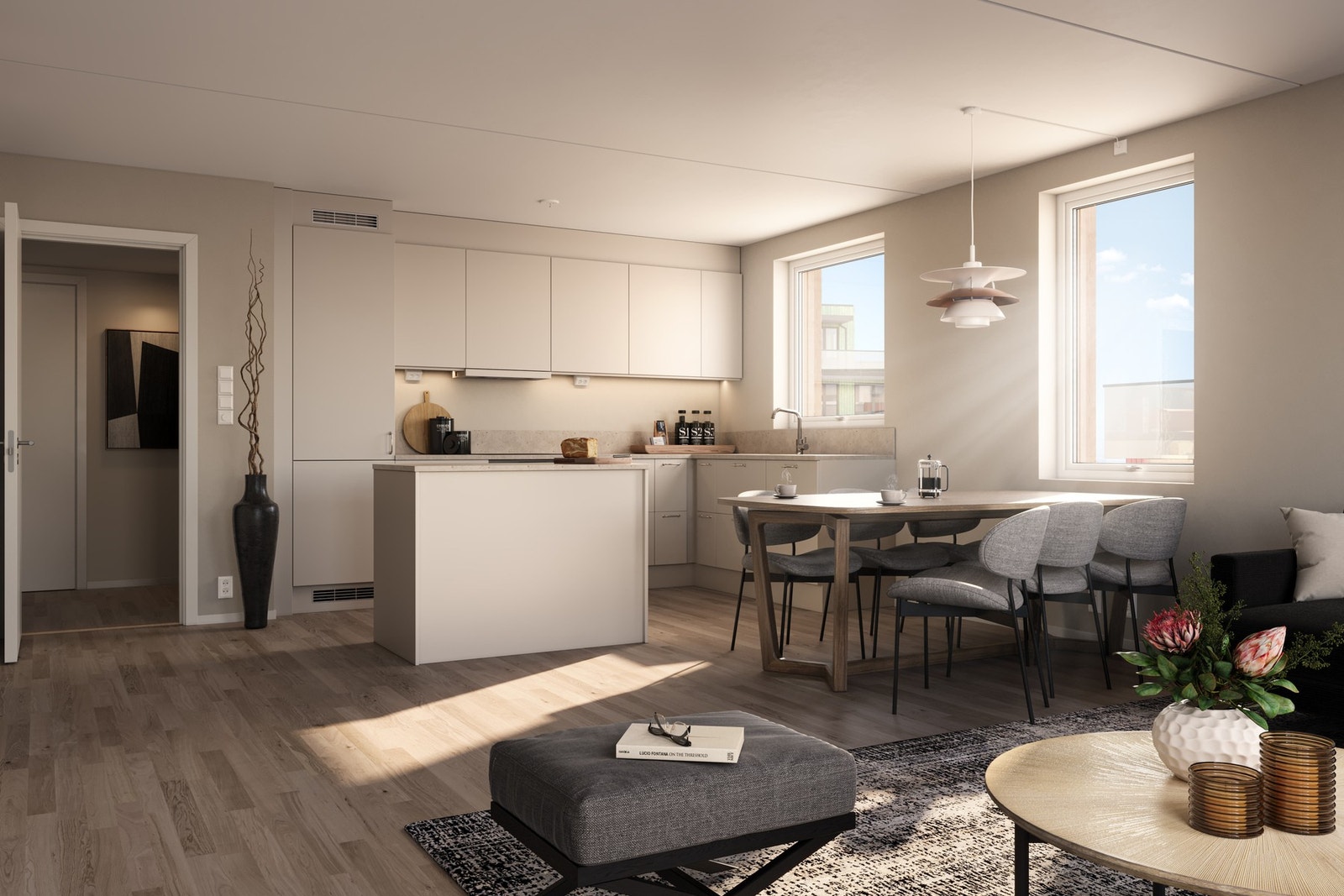 Det gis tilbud om å gjøre en rekke tilvalg. Kjøkkenøy er et av mange tilvalg som kan vurderes. Illustrasjon, avvik vil forekomme. Galleribilde