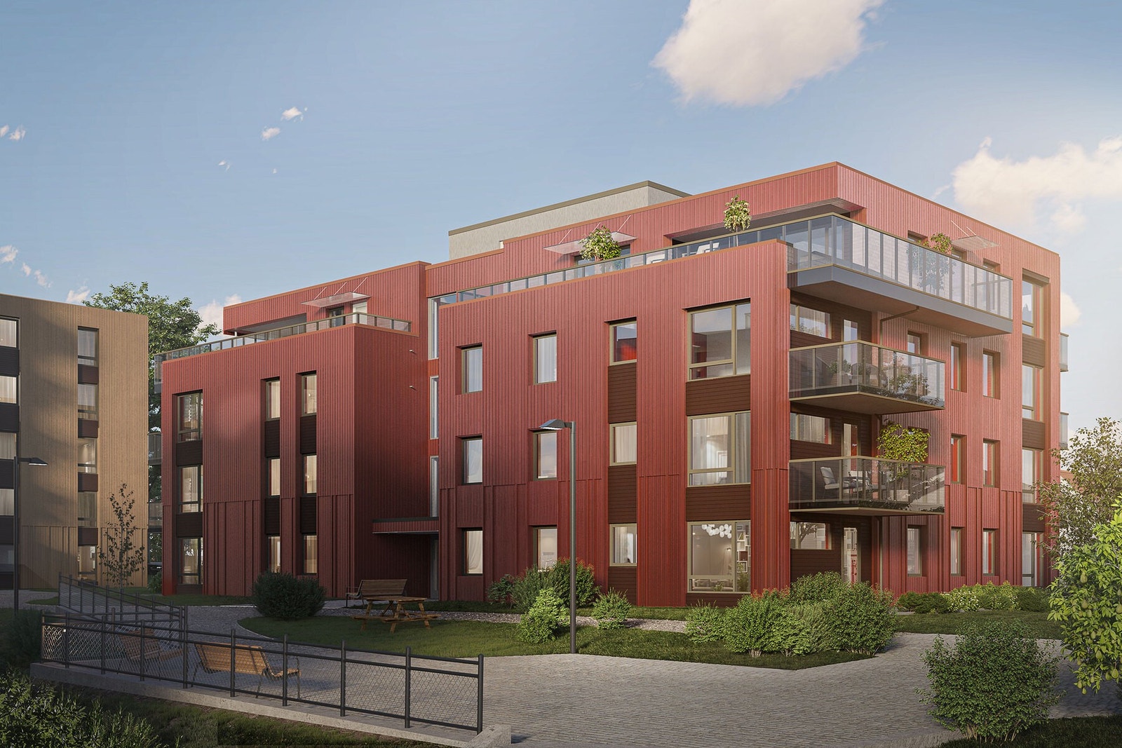 Bygg I - fasade fra Øst. Illustrasjon, avvik vil forekomme. Galleribilde